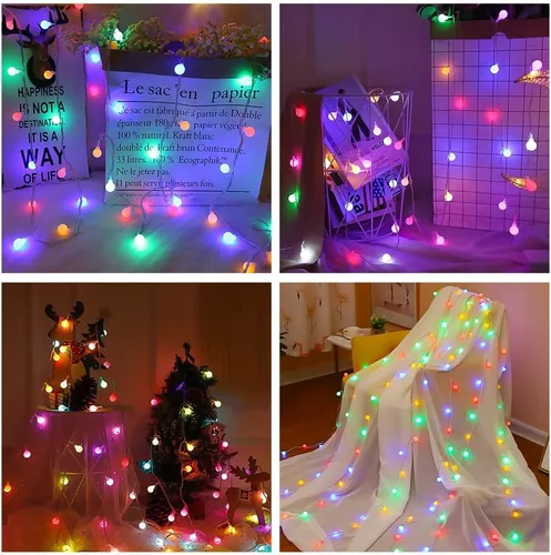 Vista 5 de AUAUY Guirnalda de luces LED de 40 luces LED de 19.6 pies, funciona con pilas, 2 modos, luces de Navidad para dormitorio, luces impermeables