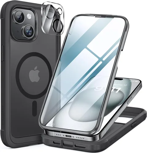 Vista 128 de Miracase - Funda magnética para iPhone 13 Pro Max de 6.7 pulgadas (compatible con MagSafe), transparente, completo, protector de pantalla de vidrio