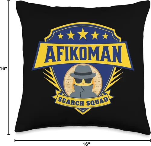 Vista 4 de Pesach Seder Matzah Gifts for Family and Friends Afikoman Search Squad Girl, Seder, divertida almohada de Pascua, 16 x 16 pulgadas, multicolor