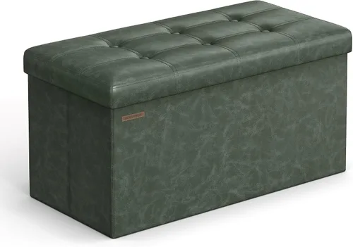 Vista 22 de Songmics Funda de piel sintética plegable – Banco de almacenamiento otomano reposapiés