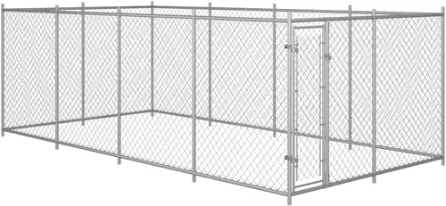 Vista 7 de Valla de acero galvanizado para perros al aire libre, jaula extra grande para perros con corral de mascotas resistente, valla de jaula para perros