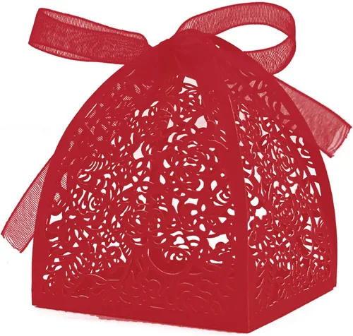 Vista 4 de Auto-plaza - 50 cajas de regalo de belleza cortadas con láser, cajas de dulces con cintas (verde)
