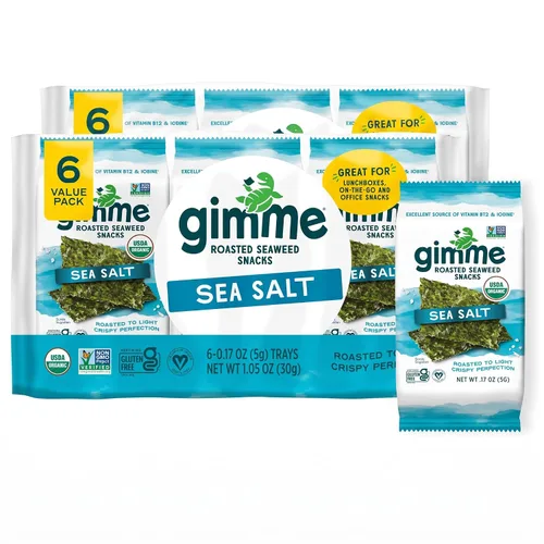 Vista 12 de Gimme Bocadillo de algas marinas tostadas orgánicas de alta calidad, sal