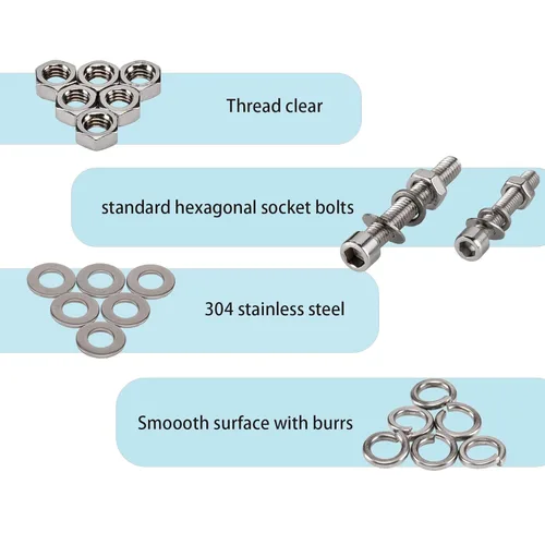 Vista 3 de Kit surtido de tornillos y tuercas y arandelas de cabeza hexagonal, 520 piezas, tornillos métricos M3 M4 M5 M6 de acero inoxidable, tuercas y pernos