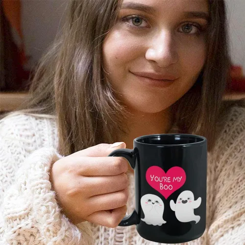 Vista 7 de Bubble Hugs Taza de café romántica de 15 onzas, con texto en inglés "You're My Boo, idea divertida de taza para marido de esposa, cónyuge, novio