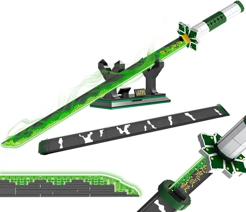 Vista 8 de HIGH GODO Demon Anime Sword Building Set, Kit de Bloques de Hacha y Martillo Meteoro de 43 Pulgadas, Set de Bloques de Construcción de Armas