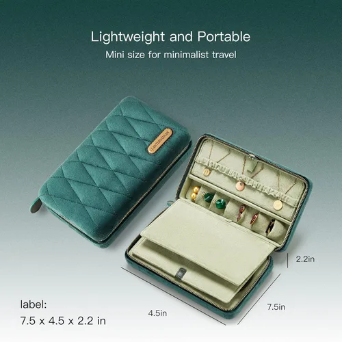 Vista 4 de Estuche de joyería de viaje joyero de doble capa cajas de joyería portátiles para mujer organizador de joyas para collar aretes pulseras regalo