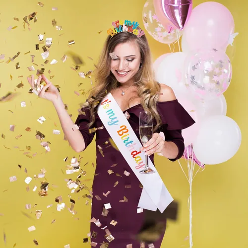 Vista 4 de Chanaco Juego de diadema de cumpleaños para niña, tiara de corona de cumpleaños, coronas de cumpleaños para niñas, coronas de cumpleaños