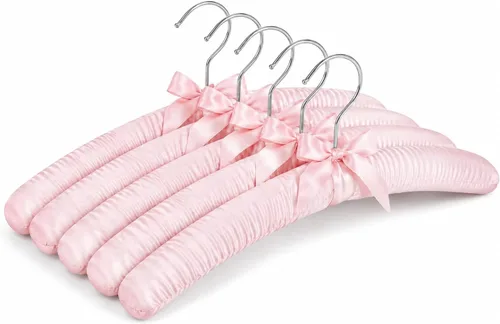 Vista 10 de Paquete de 10 perchas acolchadas de satén para ropa de mujer, perchas antideslizantes de tela de esponja para ropa, percheros para suéter, abrigo