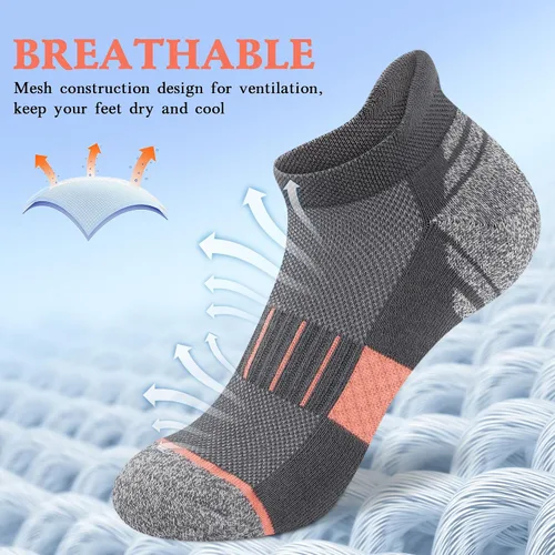 Vista 3 de Amutost Calcetines tobilleros para mujer, calcetines atléticos para correr, cómodos, acolchados, 6 pares