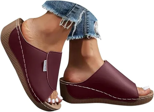 Vista 9 de Sandalias ortopédicas para mujer, con plataforma elegante, cómodas, ortopédicas, informales, para verano, con soporte de arco