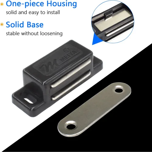 Vista 4 de Paquete de 12 cierres magnéticos de plástico para puerta con tornillos para cocina, baño, armario, armario, armario, puerta, cajón, 15 libras (negro)