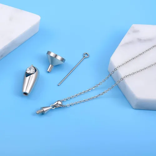 Vista 4 de Joyería de cremación, collar de urna de piedra natal de 12 meses para cenizas, plata de ley 925, lágrima, circonita, cenizas conmemorativas, regalo