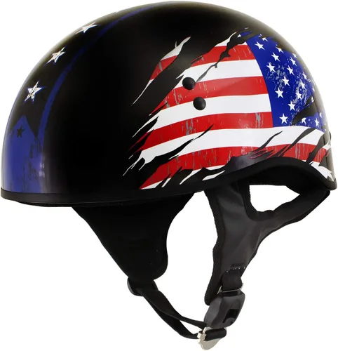 Vista 19 de Hot Leathers Avanzado Moto DOT Skull Cap Classic Half Cascos Biker HLD HLT