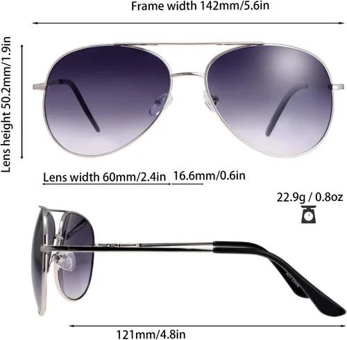 Vista 3 de The Fresh Gafas de sol de aviador clásicas con marco de metal, embalaje exquisito