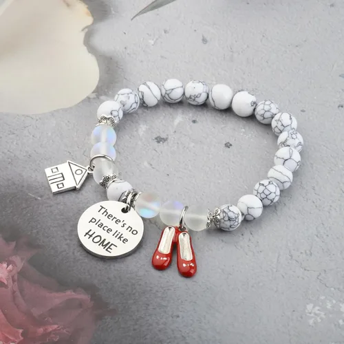 Vista 3 de FUSTMW Pulsera de zapato de mago Oz Dorothy Ruby Regalos Rojo Rubí Zapatillas Joyas Fans Películas Regalos Inspirados Regalos Varita Mágica Charm