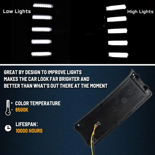 Vista 3 de Switchback - Lámpara LED antiniebla frontal color blanco/ámbar secuencial para correr durante el día, luz de parachoques LED, función de señal