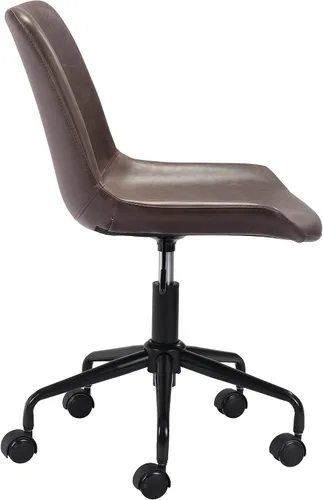 Vista 4 de Zuo Byron - Silla de oficina marrón, estilo moderno, piel sintética, felpa y tela de piel sintética duradera, madera contrachapada, oficina