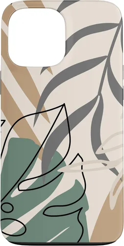 Vista 24 de Funda abstracta minimalista exótica para iPhone 16 Tropical Botanical Beige Brown