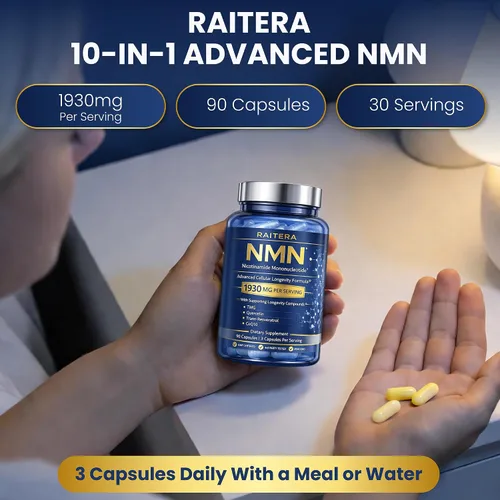 Vista 6 de Suplemento NMN de 1000 mg – 10 en 1 avanzado apoyo NAD+ con quercetina, TMG, resveratrol, ALA, CoQ10 y apigenina – Alternativa NMNH para mujeres