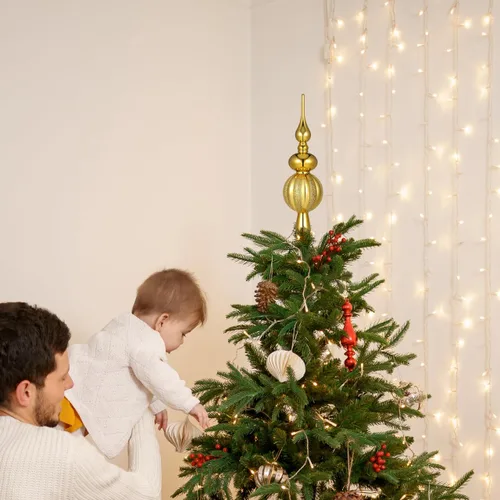 Vista 7 de Artibetter Estrella Brillante para Árbol de Navidad Remates de Árbol de Navidad Pintados a Mano Decoración Superior de Plástico para Temporada