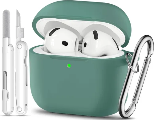 Vista 31 de Funda para AirPods Pro, funda de silicona suave compatible con Airpods Pro de 2ª/1ª generación para mujeres y niñas, con kit de limpieza y llavero 1