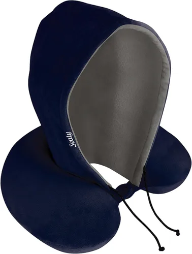 Vista 7 de Sealy Almohada de viaje - Almohada de cuello de avión con capucha, almohada de cuello de viaje para aviones, almohada de viaje de espuma