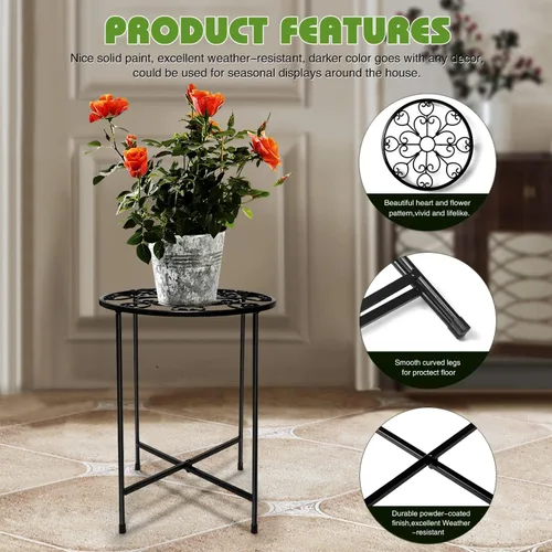Vista 3 de KABB Soporte de metal para plantas, juego de macetas de 15 pulgadas de alto, moderno soporte de hierro redondo de 10 pulgadas a prueba de óxido