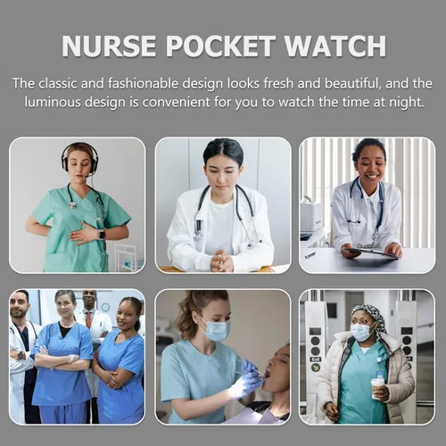 Vista 5 de ULTECHNOVO Reloj de enfermera con segunda mano para mujeres y hombres, reloj de solapa para enfermera, reloj de bolsillo de metal con clip en reloj