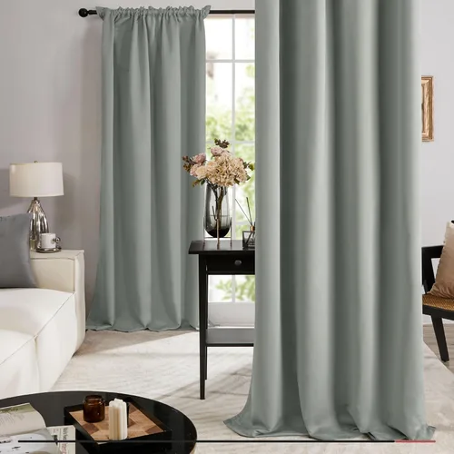 Vista 313 de Deconovo Cortinas opacas 100% con forro negro, cortinas con ojales aisladas térmicamente que reducen el ruido, doble capa para oscurecer