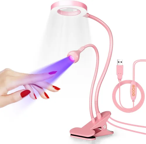 Vista 10 de krofaue Luz UV para uñas con soporte, lámpara UV recargable inalámbrica con pantalla digital, 2 temporizadores, curación flash manos libres