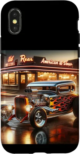 Vista 5 de Classic Hot Rod Retro Vintage Custom Hotrod Car Illustration Case for iPhone 17