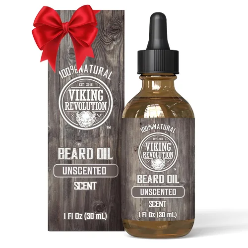 Vista 8 de Viking Revolution Aceite de barba de ron de bahía para hombres, suavizante y acondicionador natural con aceites de argán y jojoba para fortalecer e
