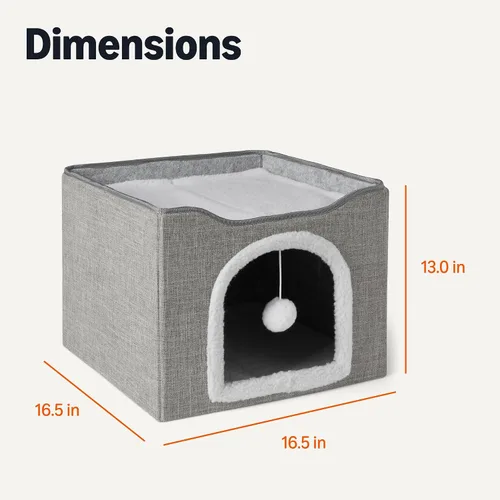 Vista 5 de Amazon Basics Cat House 1 piso, condominio plegable para gatos con almohadilla de sisal para rascar, color gris