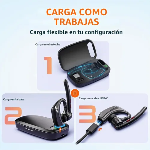 Vista 6 de Delton Auriculares mono para computadora 95X Bluetooth con estuche de carga