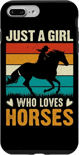 Vista 12 de iPhone 12 mini - Carcasa para iPhone 12, diseño retro con texto en inglés "Just A Girl Who Loves Horses