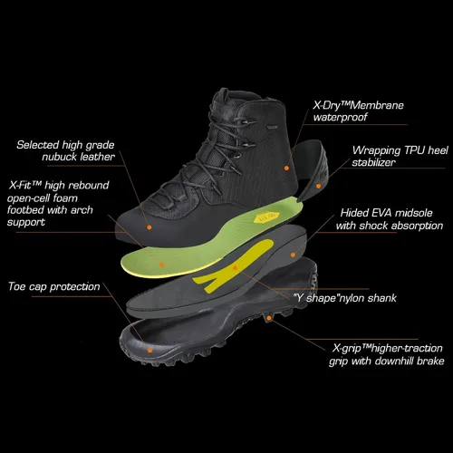 Vista 5 de SKENARY DUTY Bravo - Botas militares de cuero para hombre, botas tácticas impermeables