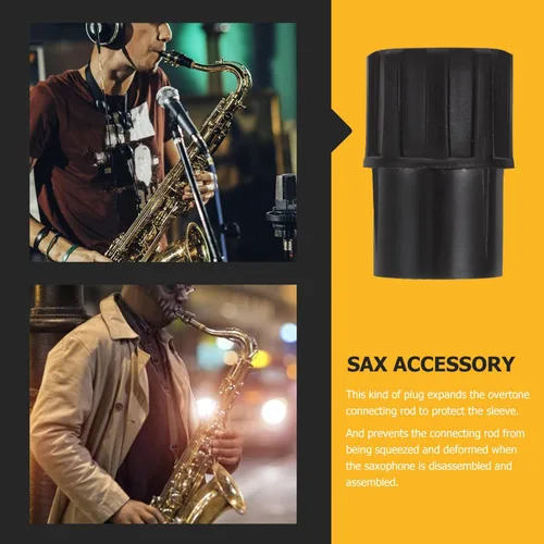 Vista 4 de FOMIYES 2 tapones de extremo para saxofón alto, tapas de protección de saxofón de plástico negro, accesorio para un cuidado eficaz
