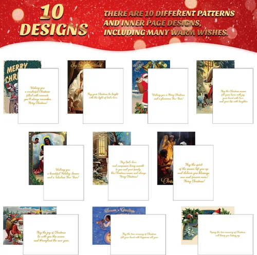 Vista 6 de Zhanmai 100 juegos de tarjetas de Navidad negras afroamericanas, tarjetas religiosas negras con sobres para suministros de Navidad (Vintage)