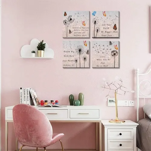 Vista 12 de Wall HDQ Arte de pared de flores para baño, dormitorio, sala de estar, decoración de pared azul y naranja, pintura floral, lienzo impreso, imagen