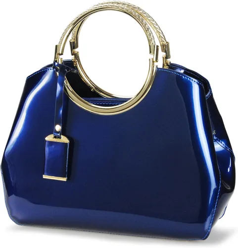 Vista 8 de HOXIS Charm - Bolso de hombro estructurado con agarre de metal brillante para mujer