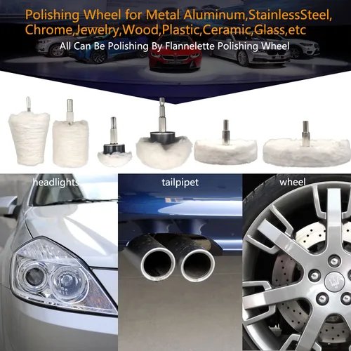 Vista 2 de 6 piezas de rueda de pulido para taladro, almohadilla de pulido, herramienta de pulido en forma de rueda para metal aluminio, acero inoxidable