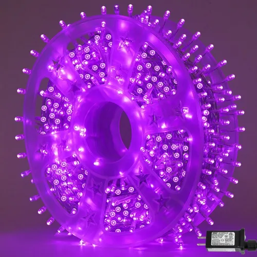 Vista 16 de QITONG Tira de luces rojas y verdes para exteriores, 165 pies, 500 luces LED de alambre transparente de Navidad para interiores, 8 modos de luz