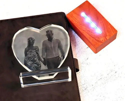 Vista 6 de Regalos de fotos personalizados de cristal – Marcos de fotos en forma de corazón, cumpleaños, aniversario, boda, Navidad, regalos para novia