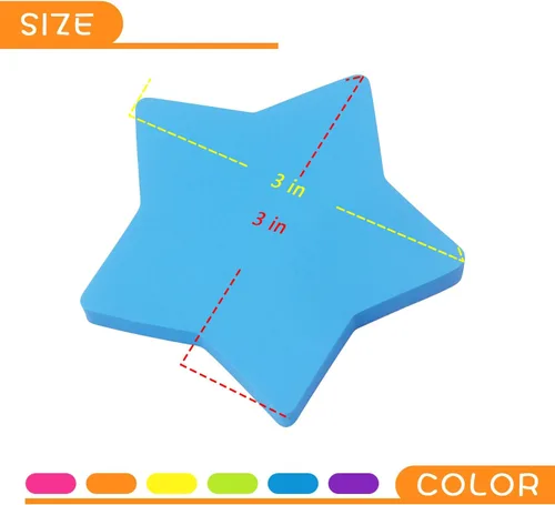 Vista 4 de SIMONA - Notas adhesivas en forma de estrella de 6 colores brillantes, bloc de 75 hojas autoadhesivas (6 blocs)
