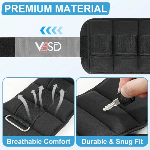 Vista 3 de Adjustable Ankle Weights for Women Men,10lb 1 Pair Leg Weight Straps Negro