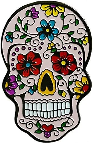 Vista 4 de Dia De Los Muertos - Marcador de pelota de golf y clip para sombrero de rosa roja BandSkull