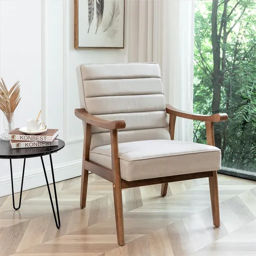 Vista 10 de Container Furniture Direct Silla decorativa moderna de mediados de siglo con diseño de sillón de marco abierto, amortiguación de espuma de felpa