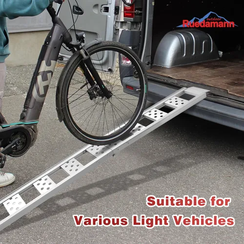 Vista 7 de Ruedamann 1 pieza rampa plegable de aluminio para motocicleta de 6 pies, capacidad de 440 libras, rampa portátil de 8 pulgadas de ancho