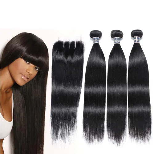 Vista 13 de Extensiones de cabello, liso, malasio, calidad 9A